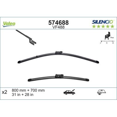Silecek Süpürgesi Ön  800/700 mm - 32/28 inç Renault Scenic IV (2016->)  VALEO 574688