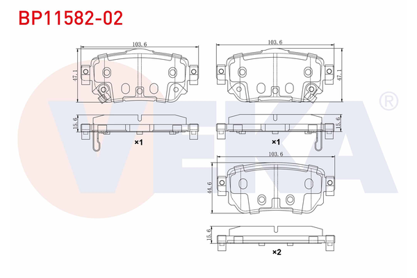 Fren Disk Balata Arka Nissan Leaf (ZE1)(10.2017->)  VEKA BP11582-02