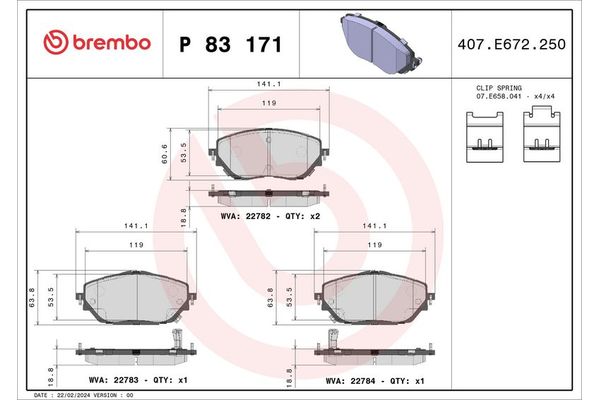 Fren Disk Balata Ön BREMBO P 83 171