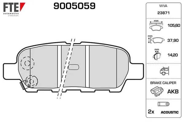 Fren Disk Balata Arka Nissan Leaf (ZE0)(01.2012->)  FTE 9005059