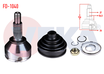 Aks Kafası Ön Dış Sağ veya Sol VEKA FD-1040  1S7W3B413DA 4106372 4106377 1S7W-3B413-DA 235290201 2352 9020 1