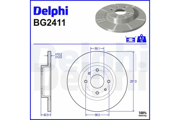 Fren Disk Ayna Ön Sağ ve Sol Fiat Tempra (159) 4 Kapı (1990->)  DELPHI BG2411