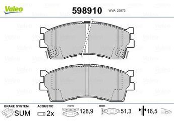 Fren Disk Balata Ön VALEO 598910  K2N13328Z K2N13328ZA K9B63328Z 0K2N1-33-28ZA 0K2N1-3328Z K9D03328Z 0K9D0-33-28Z 0K9D03328Z 58115FDC00 58115-FDC00
