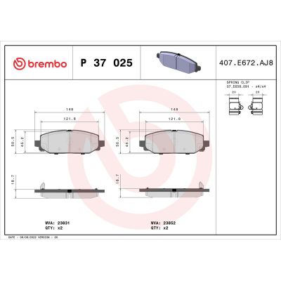 Fren Disk Balata Ön Jeep Wrangler / Wrangler Unlimited (JL)(2018->)  BREMBO P 37 025