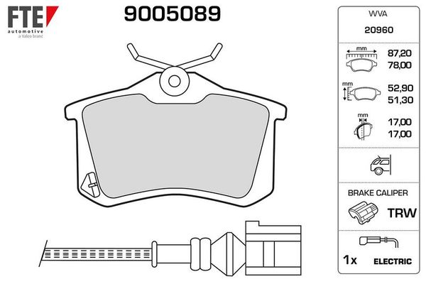 Fren Disk Balata Arka Volkswagen Polo IV (9N3)(04.2005->2009)  FTE 9005089