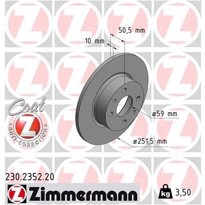 Fren Disk Ayna Arka Sağ ve Sol Fiat Linea (110)(2007->)  ZIMMERMANN 230.2352.20