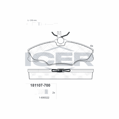 Fren Disk Balata Ön Peugeot 406 S.Wagon (S1/S2)(01.1997->)  MGA 55827