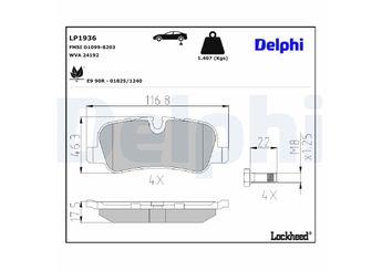 Fren Disk Balata Arka DELPHI LP1936  LP1936 LR010664 LR012993 LR015519 LR016808 LR019627 LR021316 LR032060 LR032377 LR032903 LR055454 LR055455 LR134696 LR139969 SFP500020 SFP500021 SFP500022 SFP500040 SFP500140