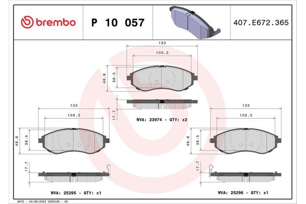 Fren Disk Balata Ön Chevrolet Kalos (2005->)  BREMBO P 10 057