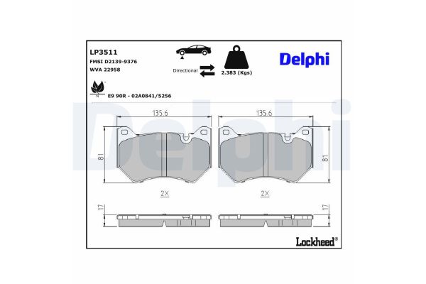 Fren Disk Balata Ön Audi Q5 (FYG)(06.2020->)  DELPHI LP3511