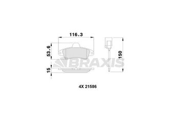 Fren Disk Balata Arka BRAXIS AB0252  6669780 7153477 1504143 1672939 93BB2008BA XS712M008BD XS712M008BE