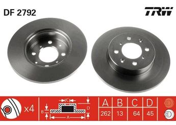 Fren Disk Ayna Ön Sağ ve Sol TRW DF2792  SDB100500 SDB 100500 GBD90841