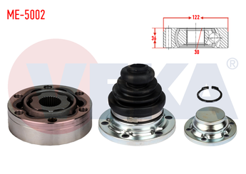 Aks Kafası Ön İç Sağ veya Sol VEKA ME-5002  6383342334 7L6498103 7L6498103V 7L6498103X 638 334 23 34 A6383342334 A 638 334 23 34