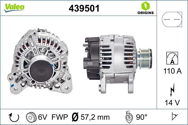 Alternatör  Volkswagen Touran (1T1)(02.2003->2006)  VALEO 439501