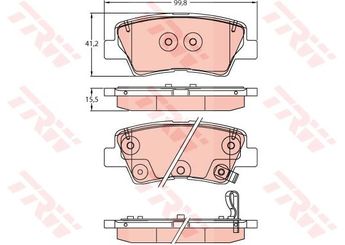 Fren Disk Balata Ön TRW GDB2242  GDB2242 58302Q0A30 58302-Q0A30 58302Q6A00 58302-Q6A00 58302H8A00 58302-H8A00 58302H8A08 58302-H8A08 58302H9A10 58302-H9A10