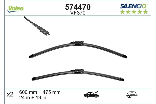 Silecek Süpürgesi Ön  600/475 mm - 24/19 inç Renault Koleos (03.2008->)  VALEO 574470