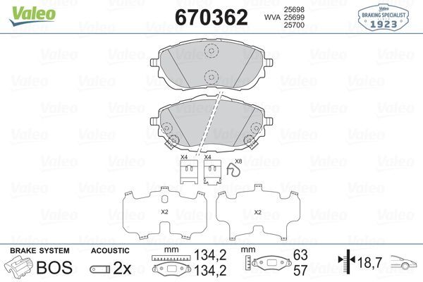 Fren Disk Balata Ön Toyota Auris / Auris Hybrid (E18)(10.2012->)  VALEO 670362