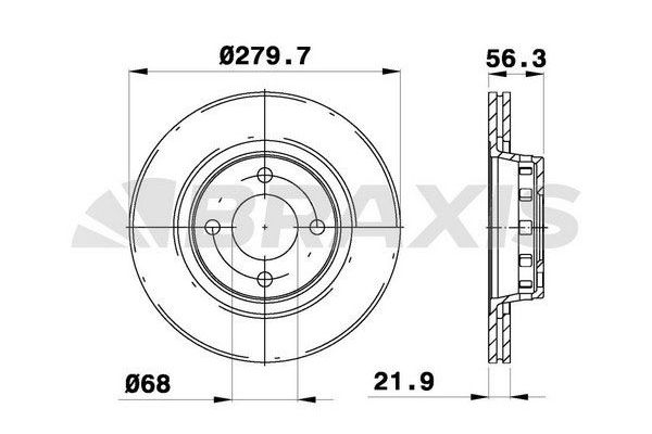Fren Disk Ayna Ön Sağ ve Sol Audi 80 (08.1991->)  BRAXIS AE0328