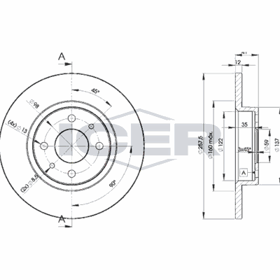 Fren Disk Ayna Ön Sağ ve Sol Alfa Romeo 146 (1995->)  MGA 50139