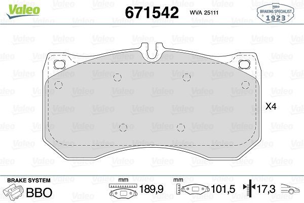 Fren Disk Balata Ön Audi S6 Sedan (4GC)(09.2014->)  VALEO 671542
