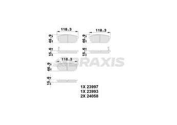 Fren Disk Balata Arka BRAXIS AB0241  583023EE00 583023ED00 583023ED01 58302-3ED00 58302-3ED01 58302-3EE00