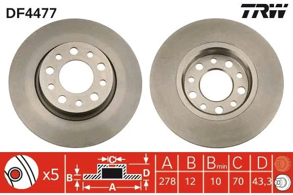 Fren Disk Ayna Arka Sağ ve Sol Jeep Renegade (BU)(2014->)  TRW DF4477