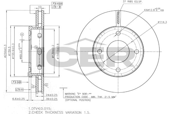 Fren Disk Ayna Ön Sağ ve Sol Mitsubishi Colt CZ3 Lim. 5-trg. (Z30A)(04.2004->)  MGA 50290