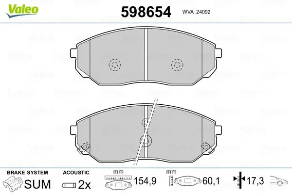 Fren Disk Balata Ön Kia Sorento (BL)(2002->)  VALEO 598654