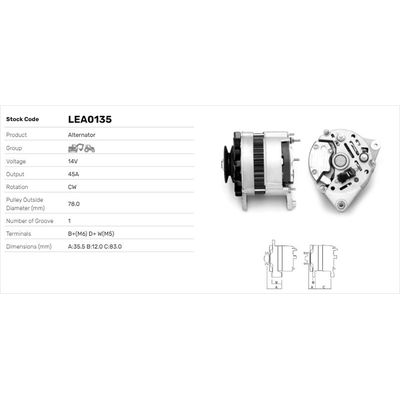 Alternatör  LUCAS ELEKTRIK LEA0135