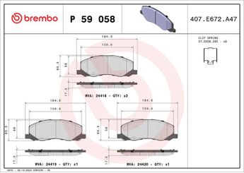 Fren Disk Balata Ön BREMBO P 59 058  1605202 13237752