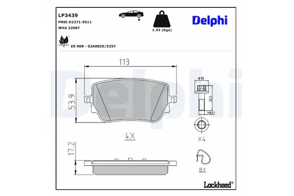 Fren Disk Balata Arka Mercedes CLA -Serisi (BM118)(03.2019->)  DELPHI LP3439