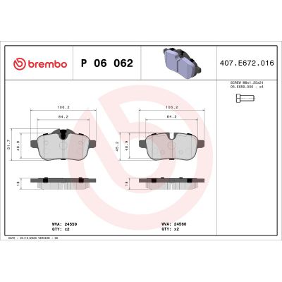Fren Disk Balata Arka BMW Z4 Serisi Roadster (E89)(2009->)  BREMBO P 06 062