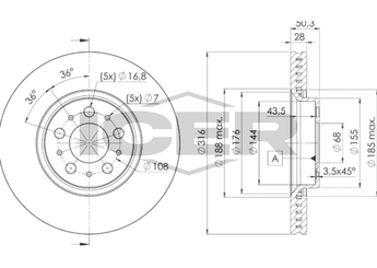 Fren Disk Ayna Ön Sağ ve Sol FERODO DDF1426C  30636074 9030793 D1597 306360743 30736406 31423325 3 063 607 4 3 073 640 6