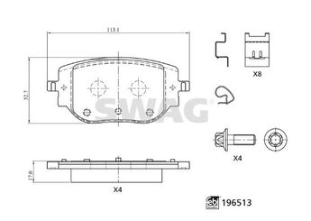Fren Disk Balata Arka SWAG 33 11 2200  1673597480 SU001B2799 16 735 974 80 SU001-B2799