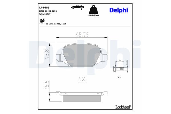 Fren Disk Balata Arka Fiat Linea (110)(2007->)  DELPHI LP1685
