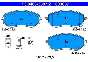 Fren Disk Balata Ön ATE 13.0460-3887.2  A4704205300 4704205300 470 420 53 00 A 470 420 53 00 D10605JU0A D1060-5JU0A