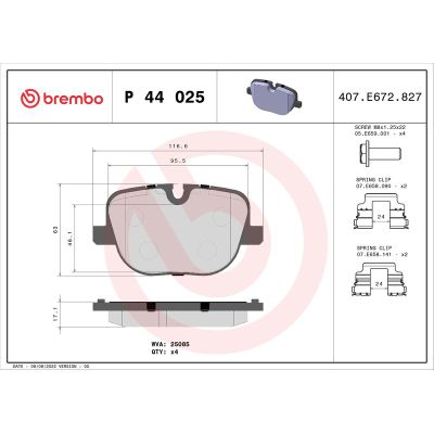 Fren Disk Balata Arka BREMBO P 44 025