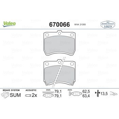 Fren Disk Balata Ön Kia Pride (1995->)  VALEO 670066