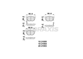 Fren Disk Balata Arka BRAXIS AB0234  583022DA10 5830228A01 583022FA10 5830229A10 5830228A00 58302-28A01 5830229A00 58302-29A10 58302-2DA10 583021MA00 58302-2F-A10 4406090E90