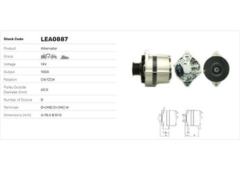 Alternatör  LUCAS ELEKTRIK LEA0887  LEA0887 RE533653 SE502627