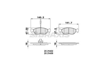 Fren Disk Balata Ön BRAXIS AB0016  425170 425138 425134 425142 425121 4251-21 425450 4254-50 425103 4251-03 425122 4251-22 425267 4252-67 425304 4253-04 425315 4253-15 425316 4253-16