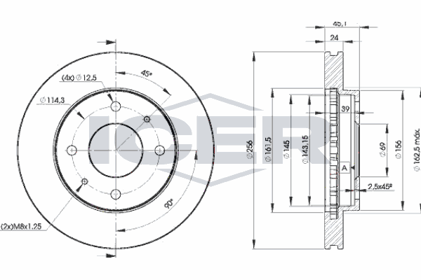 Fren Disk Ayna Ön Sağ ve Sol Mitsubishi Carisma 4 Kapı (DA0)(2000->)  WALBURG WBD1137D