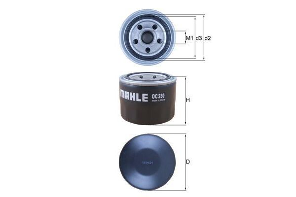 Yağ Filtresi  Mitsubishi L 200/300/400 (P00)(1986->)  MAHLE OC 230