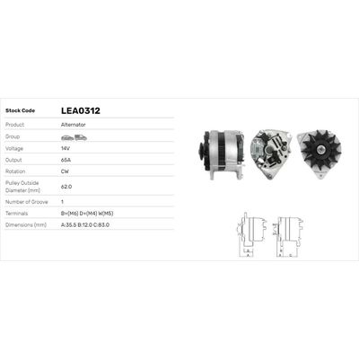 Alternatör  LUCAS ELEKTRIK LEA0312