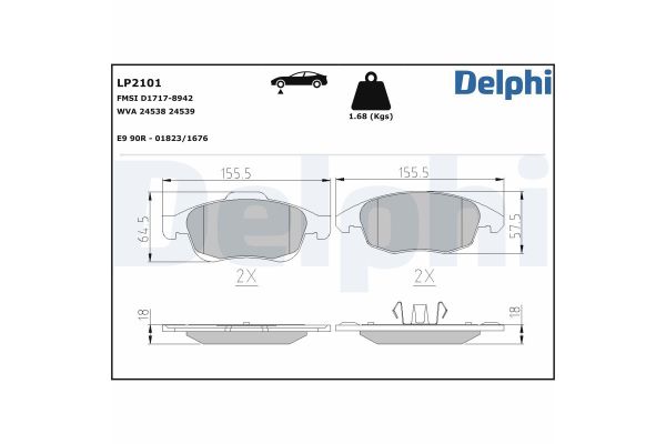 Fren Disk Balata Ön Citroen Berlingo Van (03.2008->)  DELPHI LP2101