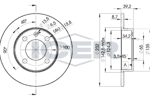 Fren Disk Ayna Arka Sağ ve Sol WALBURG WBD1380C
