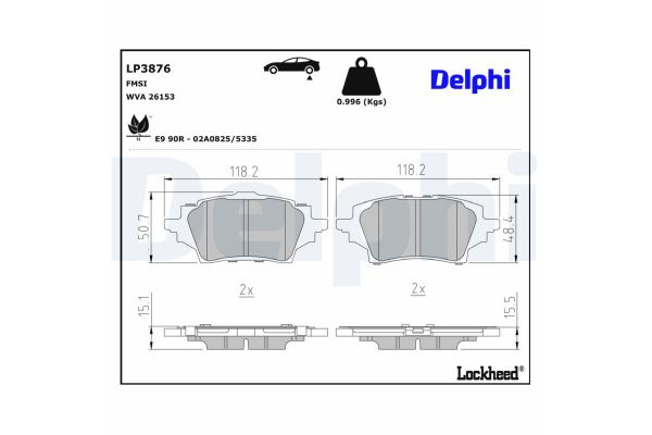 Fren Disk Balata Arka Toyota Corolla Sedan / HB (E21)(2019->)  DELPHI LP3876