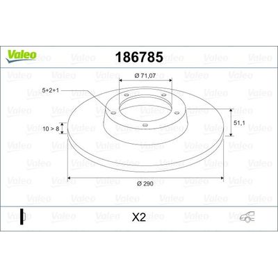 Fren Disk Ayna Arka Sağ ve Sol Peugeot 607 (S1)(11.1999->12.2004)  VALEO 186785