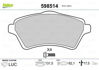 Fren Disk Balata Ön VALEO 598514  SFP000010 SFP000020 SFP500100 LR021899
