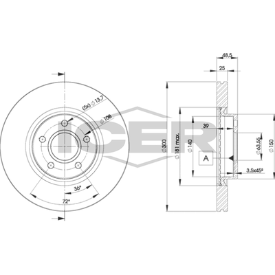 Fren Disk Ayna Ön Sağ ve Sol Ford Grand C-MAX (CEU)(2015->)  MGA 50454PC